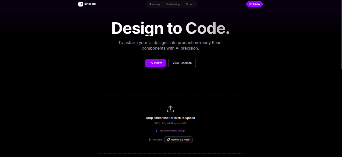 sstocode screenshot-to-code tool preview